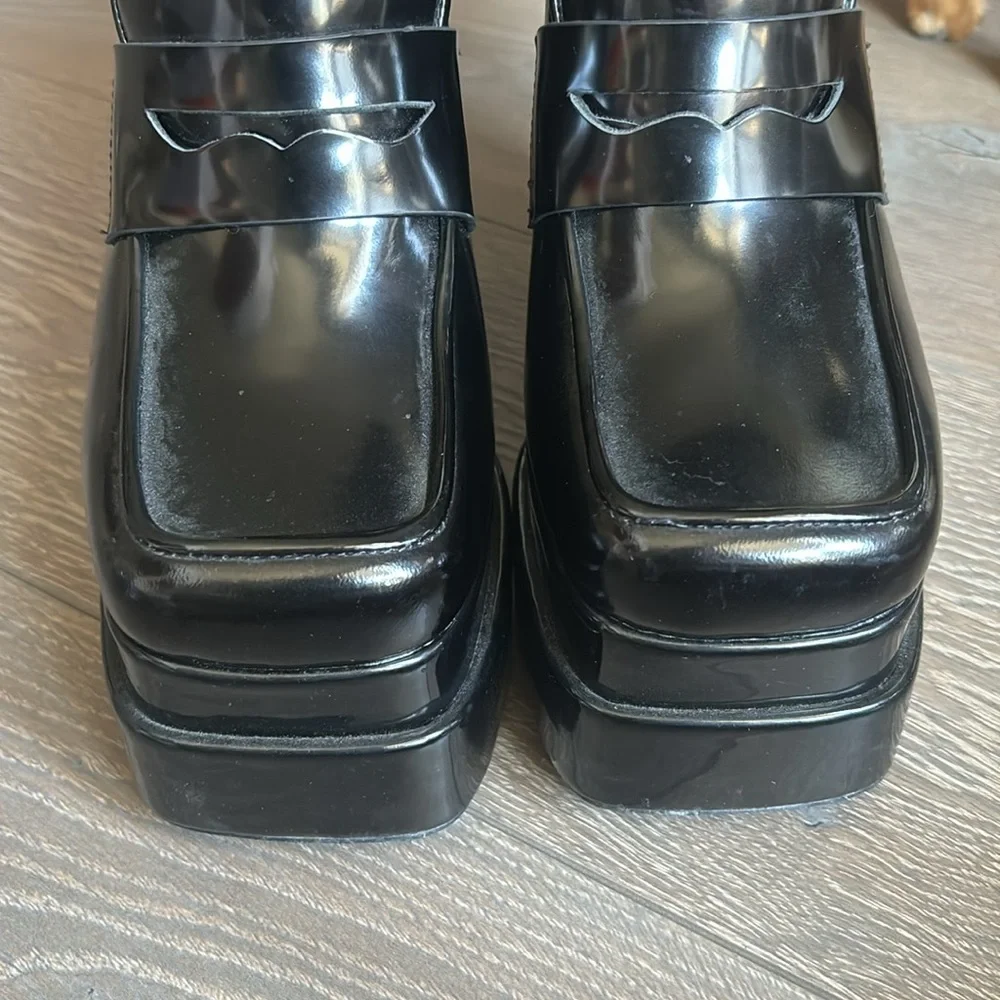 ❌SOLD Black Jeffrey Campbell Patent Loafers Platforms 8 - Picture 3 of 9